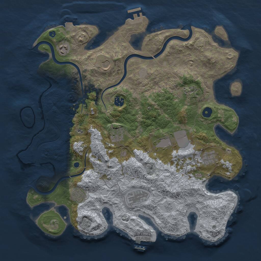 Rust Map: Procedural Map, Size: 3900, Seed: 7777777, 16 Monuments