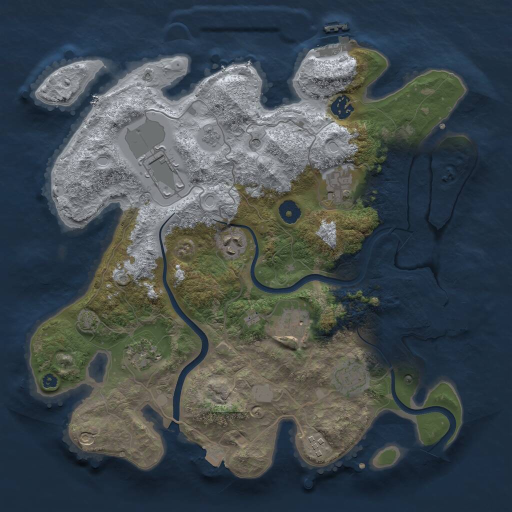 Rust Map: Procedural Map, Size: 3500, Seed: 1395199762, 14 Monuments