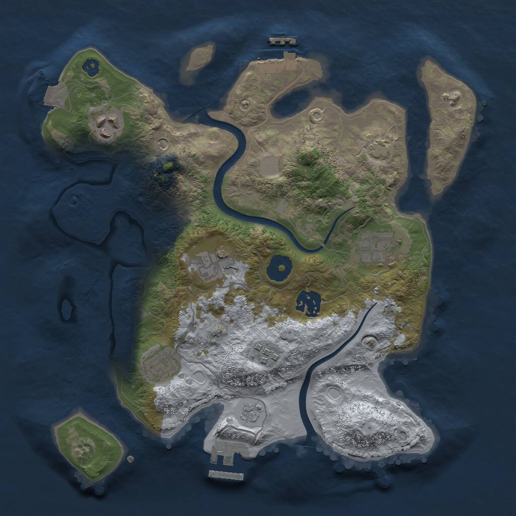 Rust Map: Procedural Map, Size: 3000, Seed: 2478844, 12 Monuments