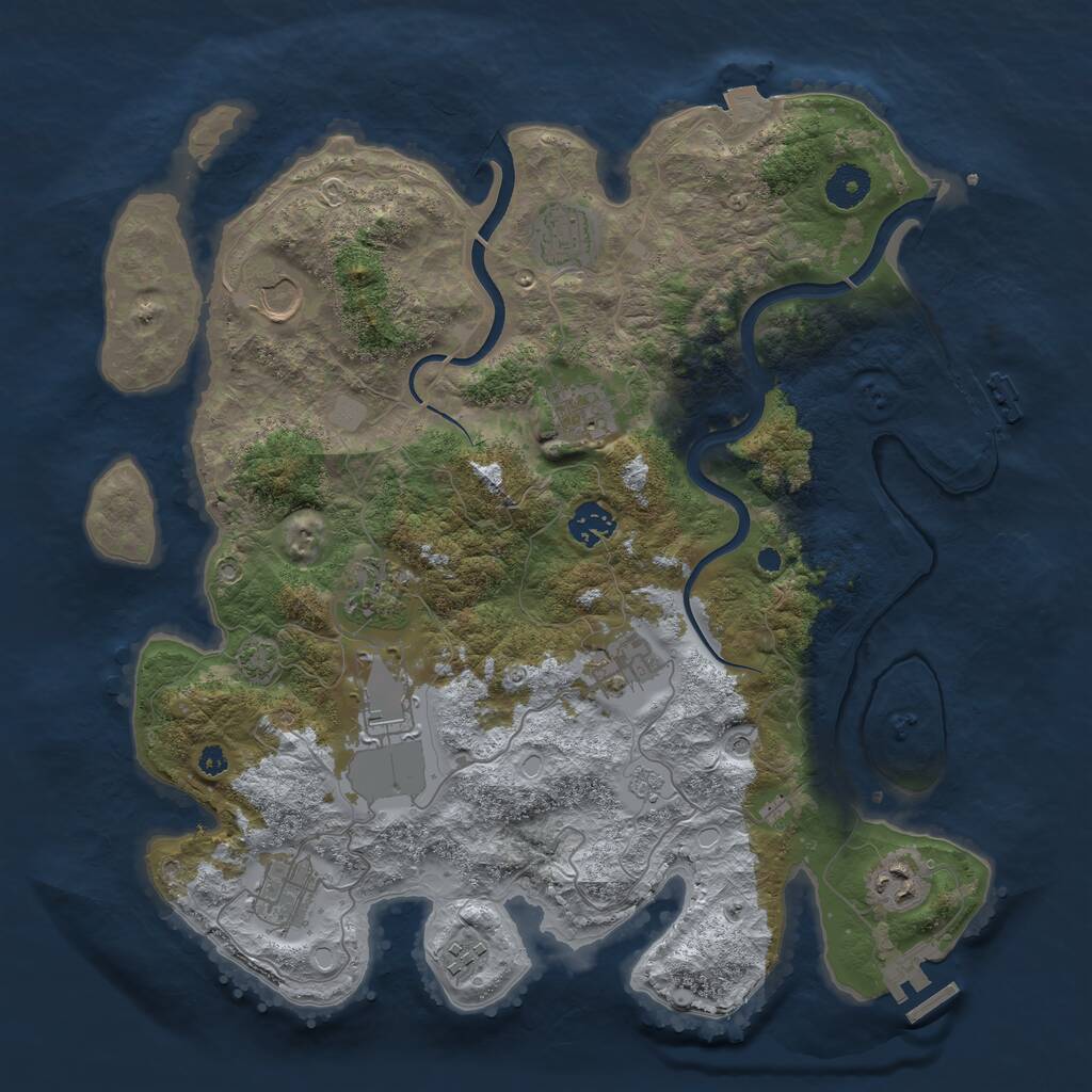 Rust Map: Procedural Map, Size: 3750, Seed: 11983, 16 Monuments