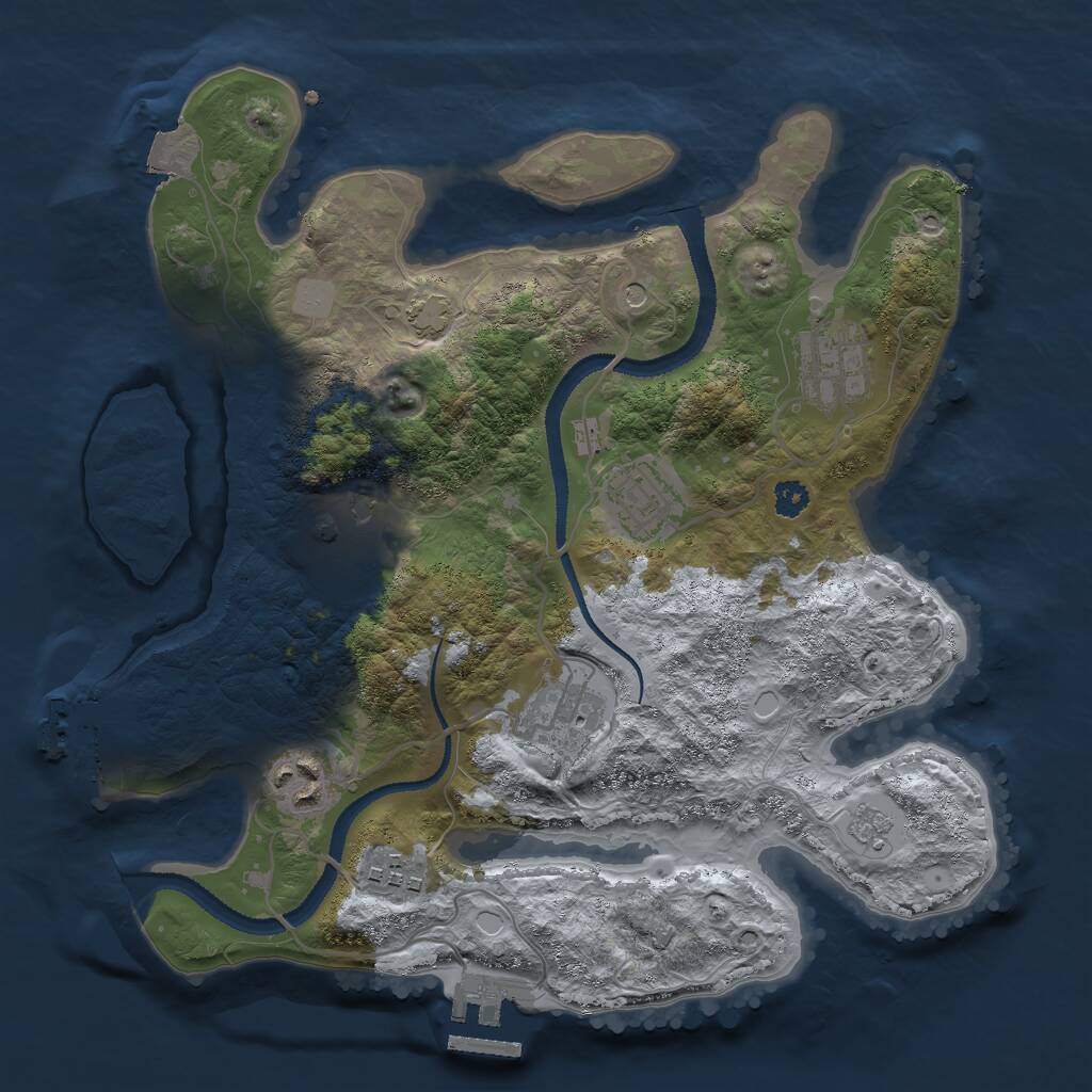Rust Map: Procedural Map, Size: 3000, Seed: 731981874, 12 Monuments