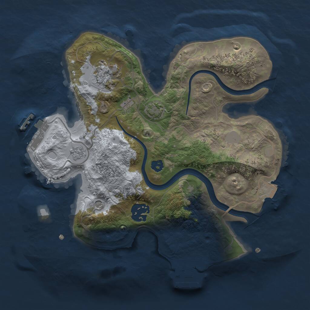 Rust Map: Procedural Map, Size: 2500, Seed: 189332936, 8 Monuments