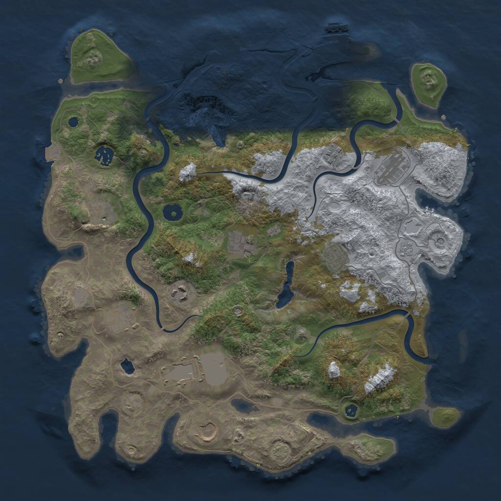 Rust Map: Procedural Map, Size: 4000, Seed: 492854, 16 Monuments