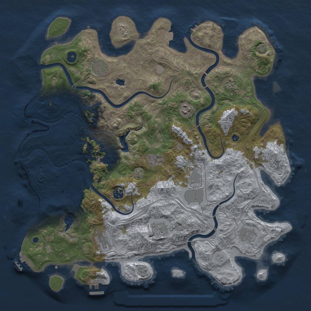 Rust Map: Procedural Map, Size: 4378, Seed: 481981, 16 Monuments