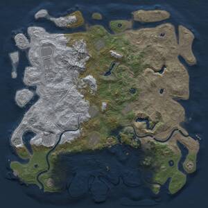 Thumbnail Rust Map: Procedural Map, Size: 5000, Seed: 999605420, 17 Monuments