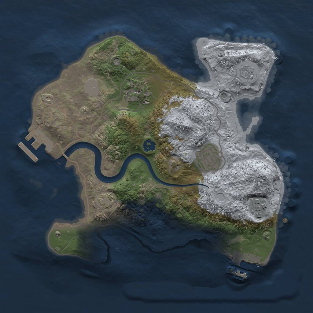 Rust Map: Procedural Map, Size: 2500, Seed: 9862366, 8 Monuments