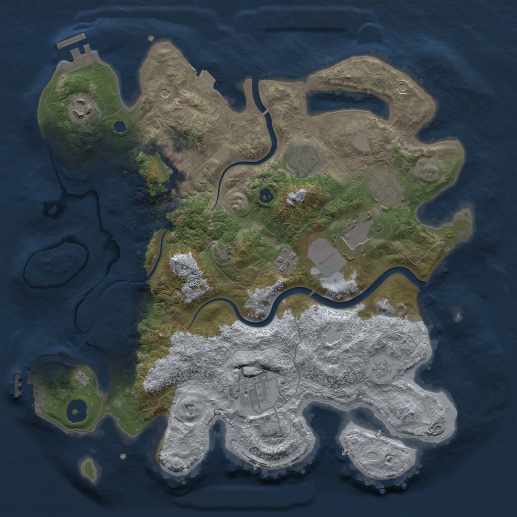 Rust Map: Procedural Map, Size: 3500, Seed: 167399829, 13 Monuments