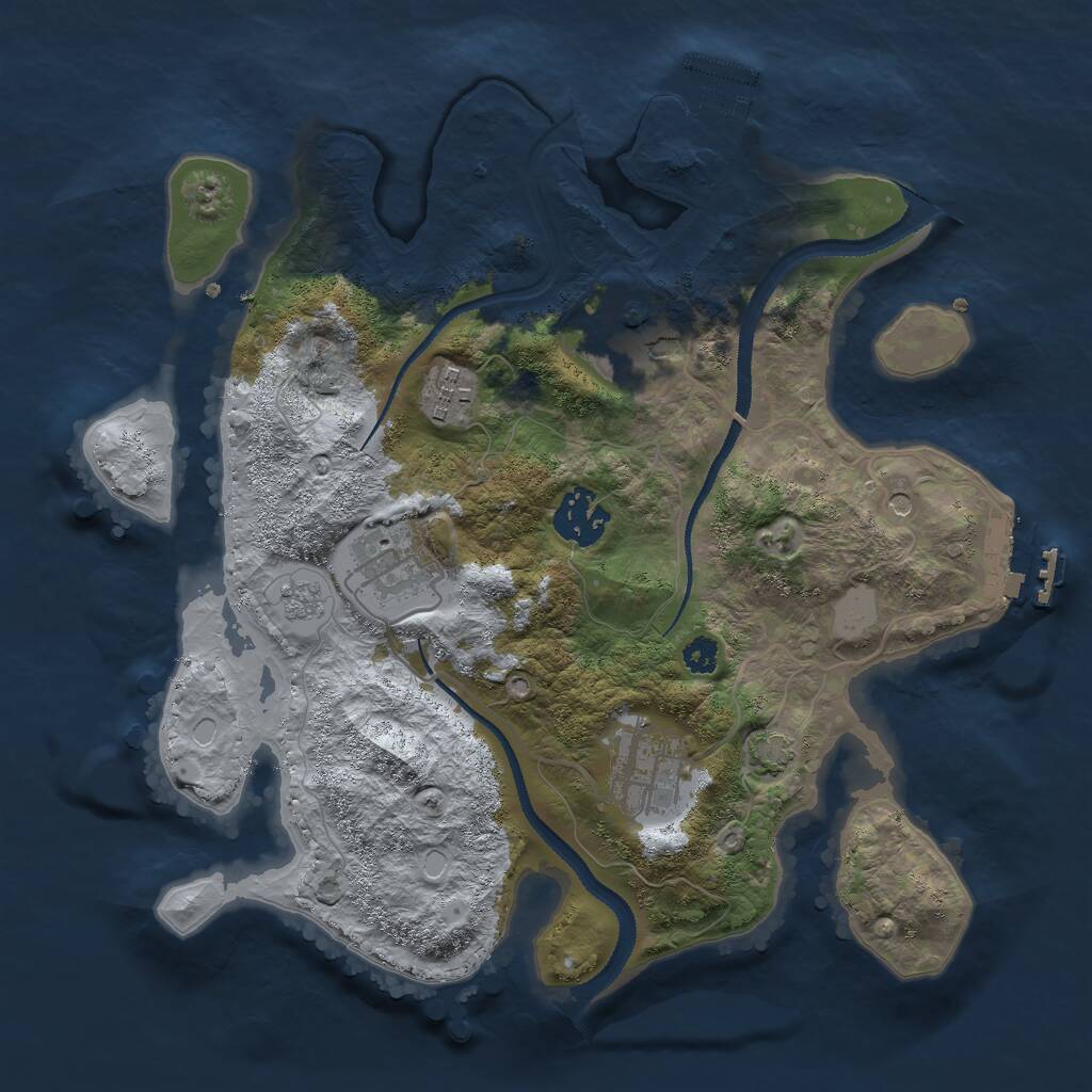 Rust Map: Procedural Map, Size: 3000, Seed: 4569523, 11 Monuments