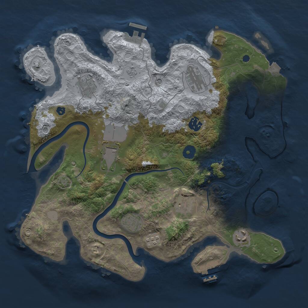 Rust Map: Procedural Map, Size: 3500, Seed: 35002026, 14 Monuments
