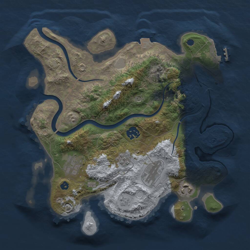 Rust Map: Procedural Map, Size: 3000, Seed: 9384721, 10 Monuments