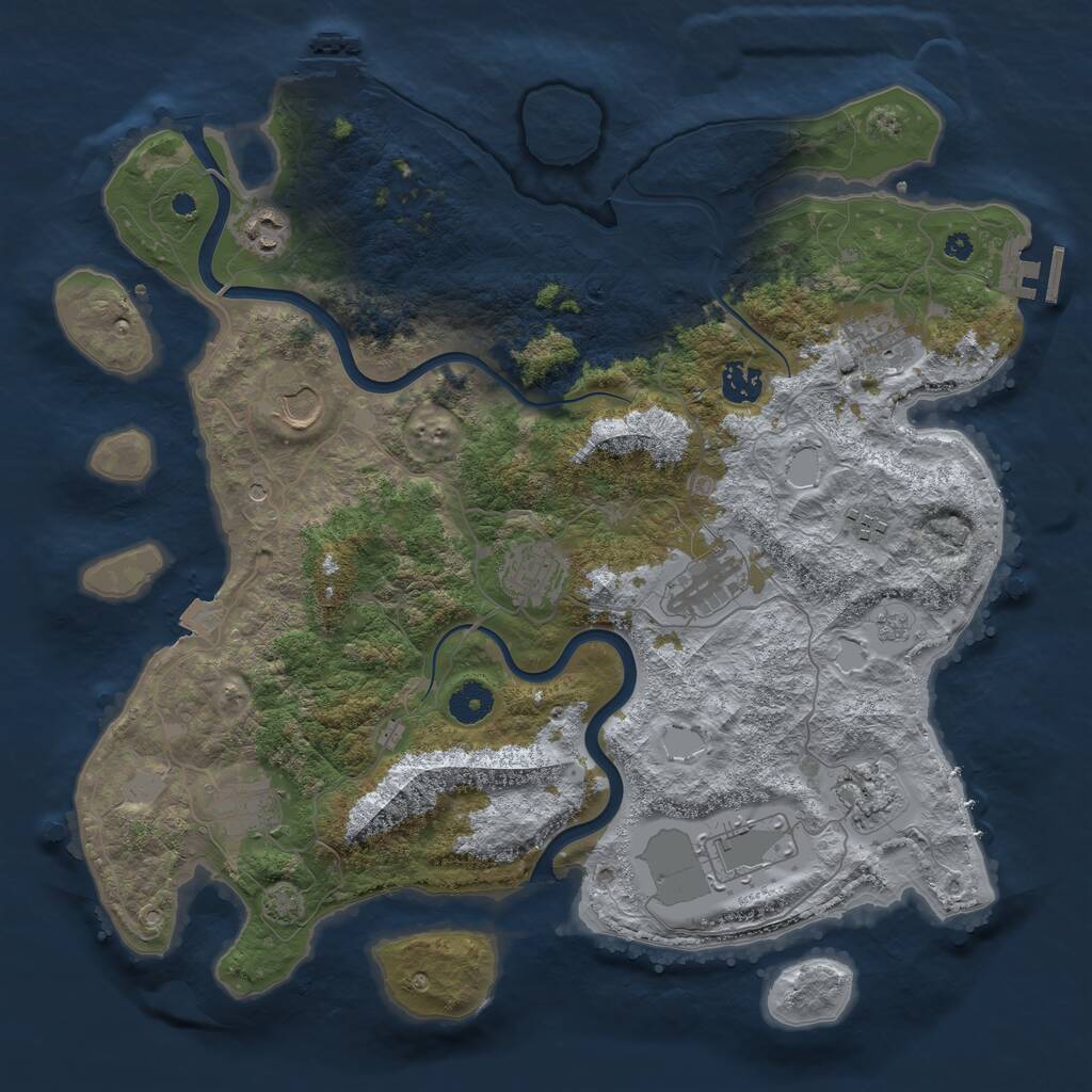 Rust Map: Procedural Map, Size: 3900, Seed: 721999, 16 Monuments