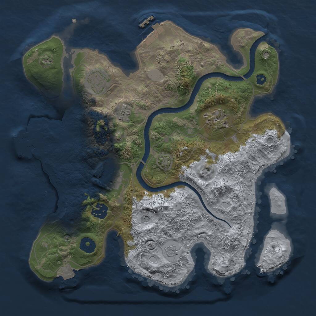Rust Map: Procedural Map, Size: 3000, Seed: 47858, 11 Monuments