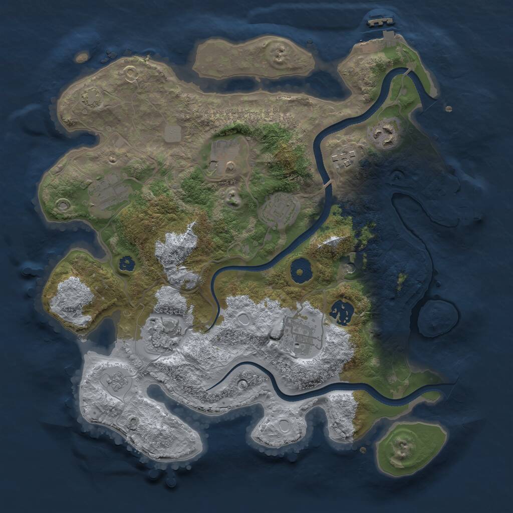 Rust Map: Procedural Map, Size: 3250, Seed: 1277747188, 14 Monuments