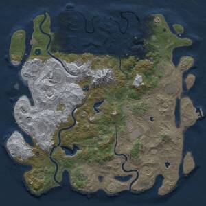 Thumbnail Rust Map: Procedural Map, Size: 5000, Seed: 1332276217, 17 Monuments