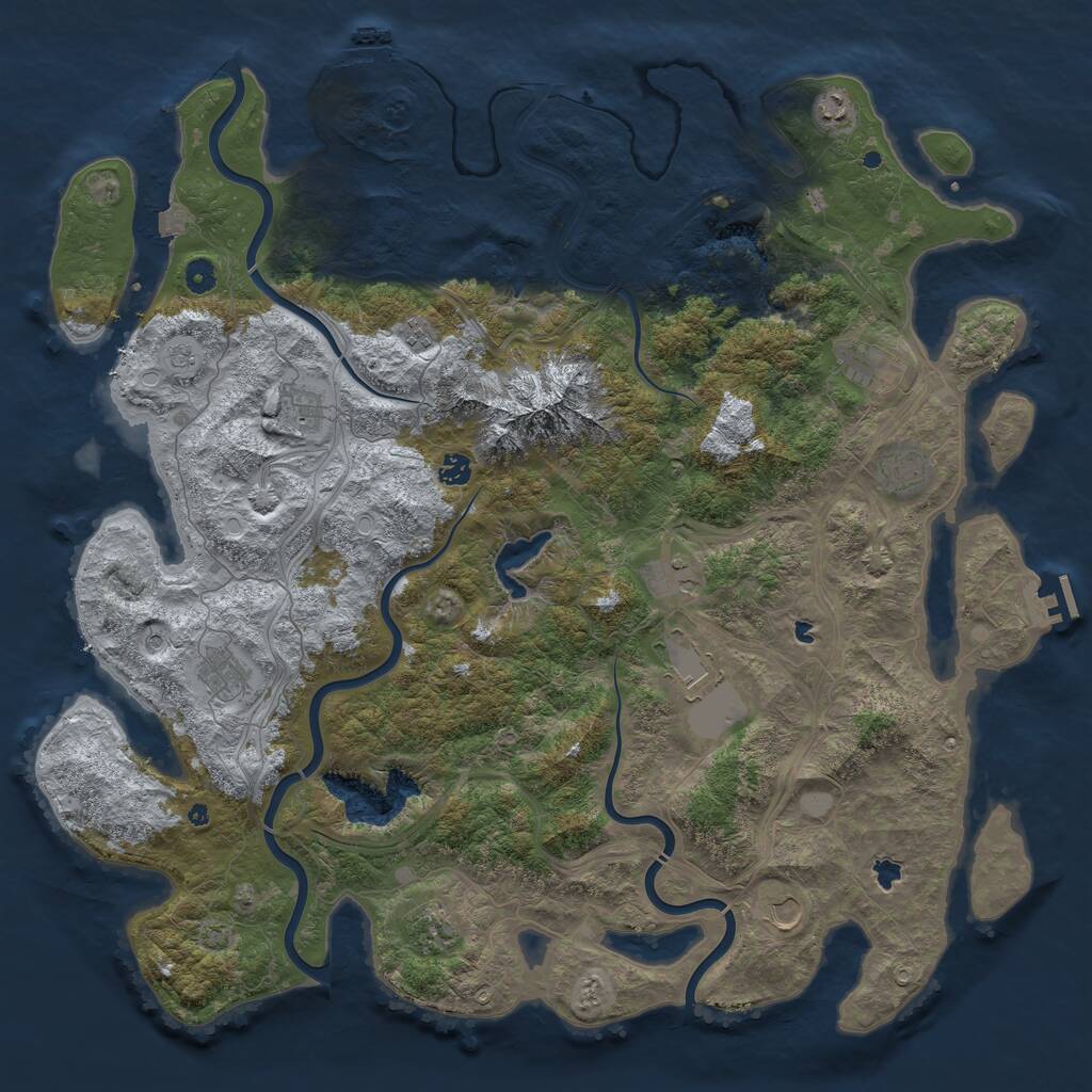 Rust Map: Procedural Map, Size: 5000, Seed: 1332276217, 17 Monuments
