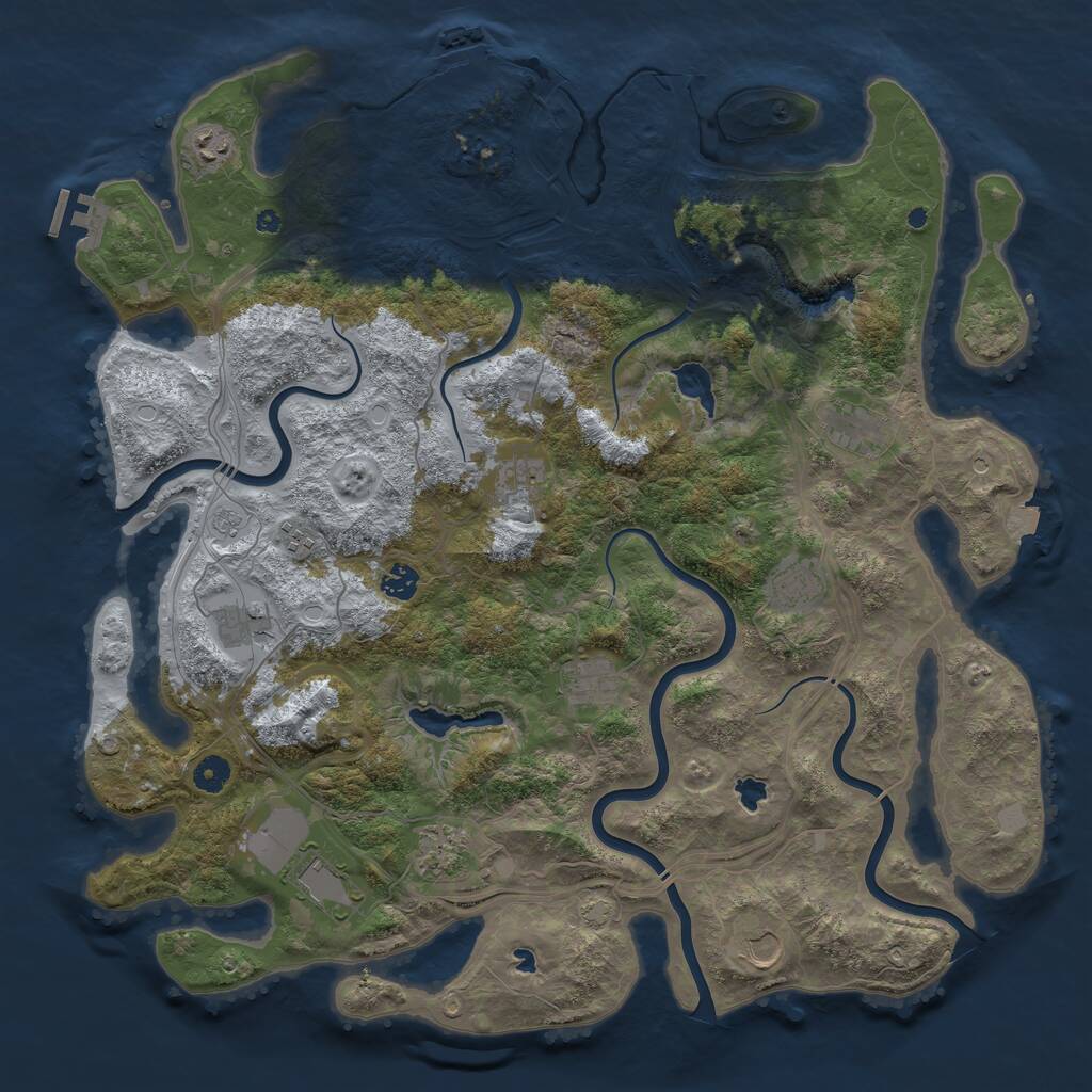 Rust Map: Procedural Map, Size: 4500, Seed: 85196126, 17 Monuments