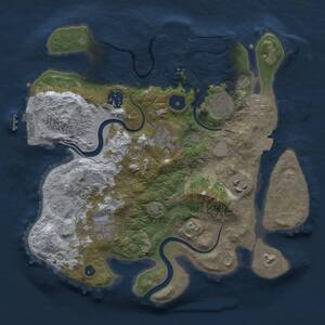 Thumbnail Rust Map: Procedural Map, Size: 3000, Seed: 681279341, 12 Monuments