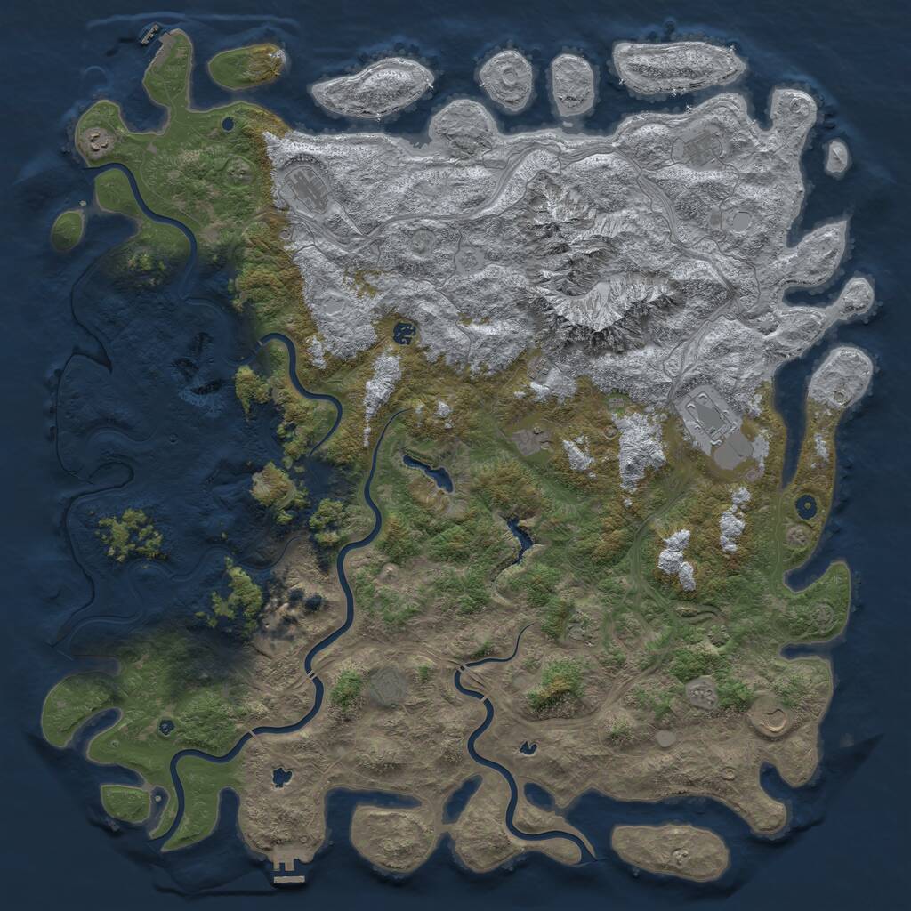 Rust Map: Procedural Map, Size: 6000, Seed: 76905423, 17 Monuments