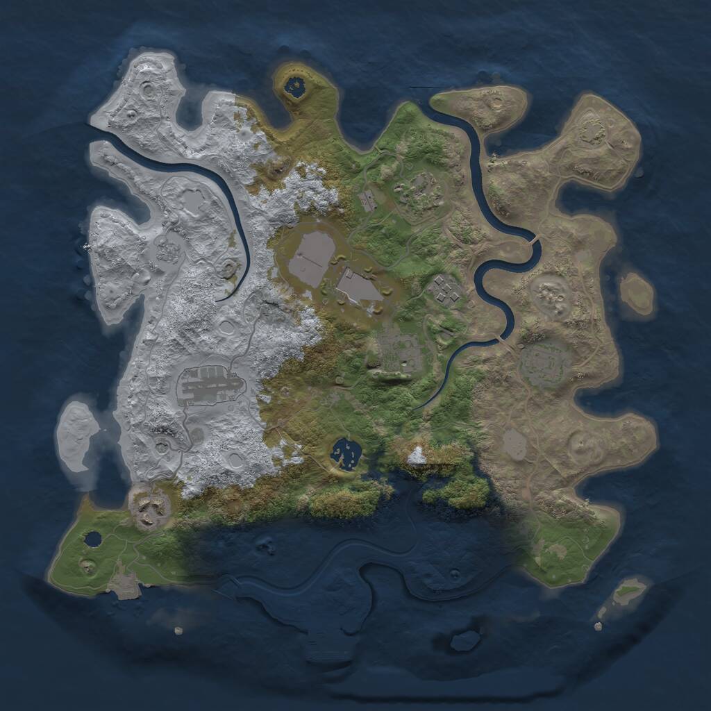 Rust Map: Procedural Map, Size: 3500, Seed: 736784758, 13 Monuments