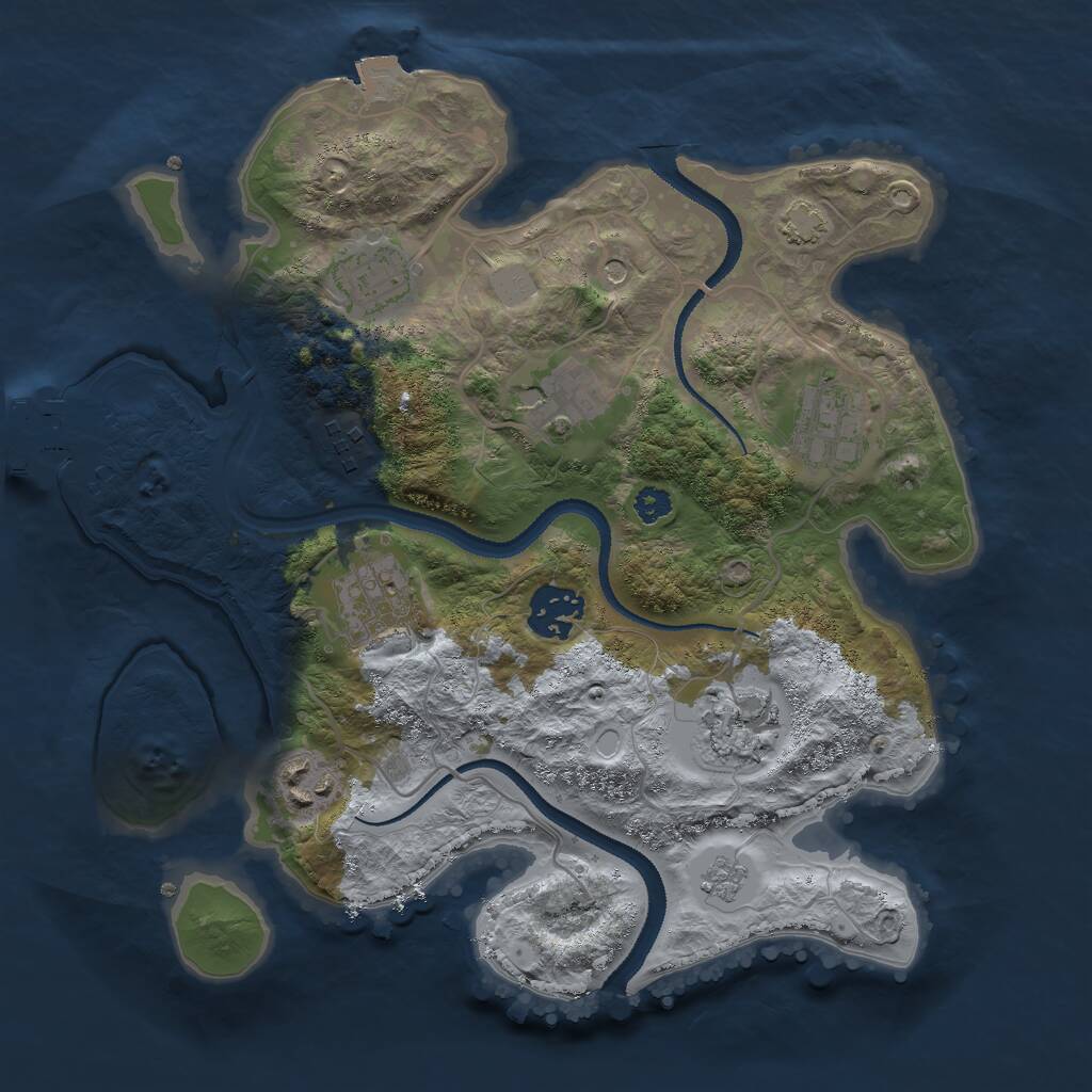 Rust Map: Procedural Map, Size: 3000, Seed: 1698778953, 13 Monuments
