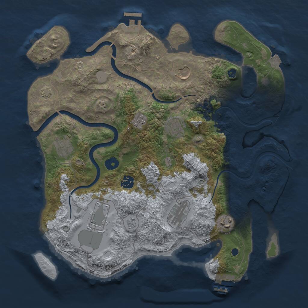 Rust Map: Procedural Map, Size: 3500, Seed: 15235, 14 Monuments
