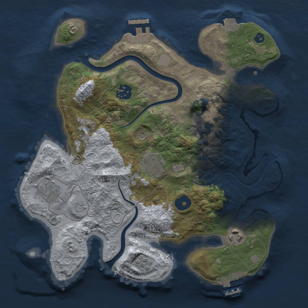 Rust Map: Procedural Map, Size: 3000, Seed: 52694, 12 Monuments