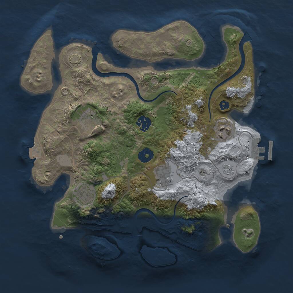 Rust Map: Procedural Map, Size: 3000, Seed: 206895, 10 Monuments