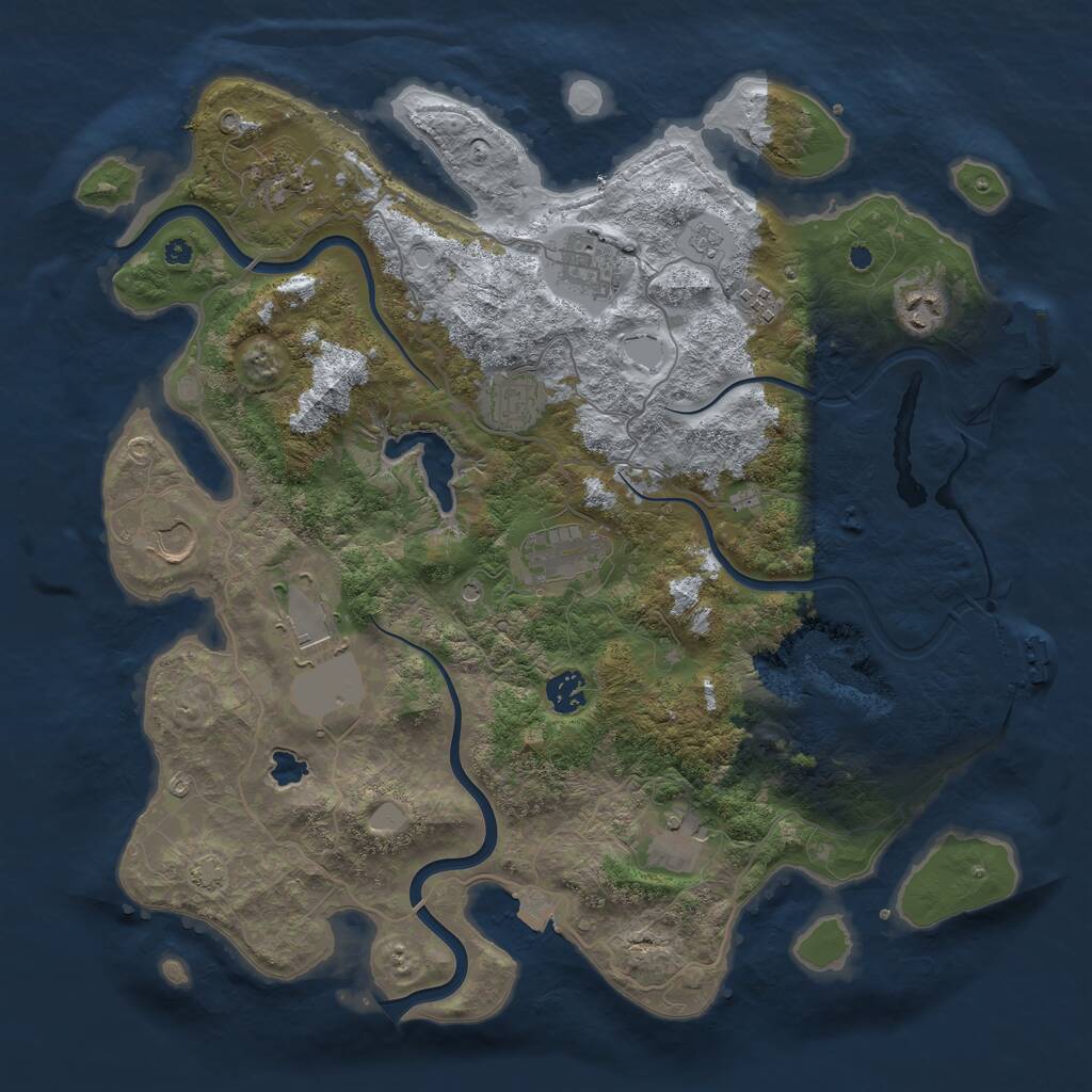 Rust Map: Procedural Map, Size: 4000, Seed: 847203054, 16 Monuments