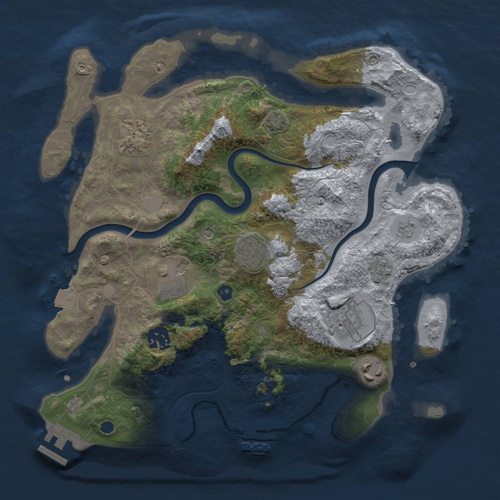 Rust Map: Procedural Map, Size: 3200, Seed: 2067530805, 13 Monuments