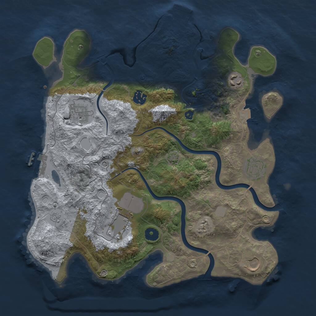 Rust Map: Procedural Map, Size: 3500, Seed: 263441, 12 Monuments
