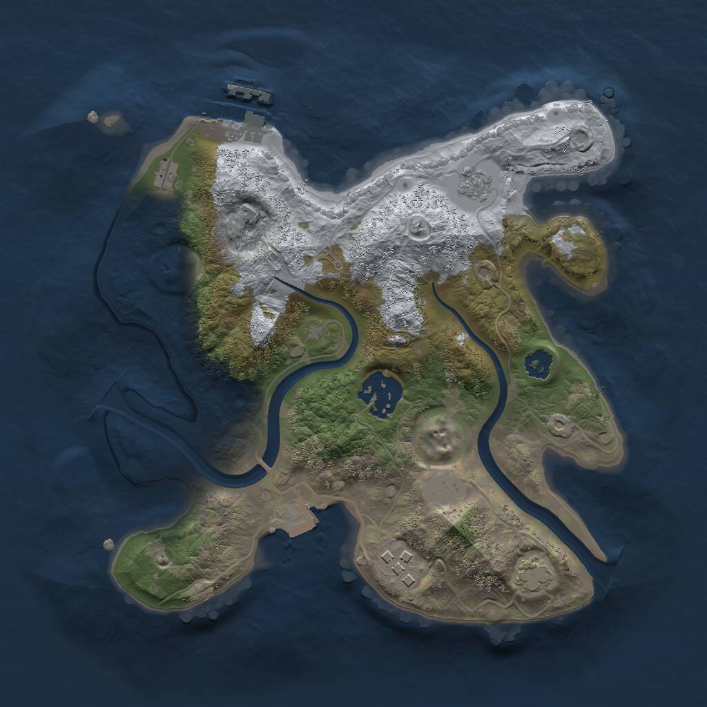 Rust Map: Procedural Map, Size: 2500, Seed: 130113, 6 Monuments