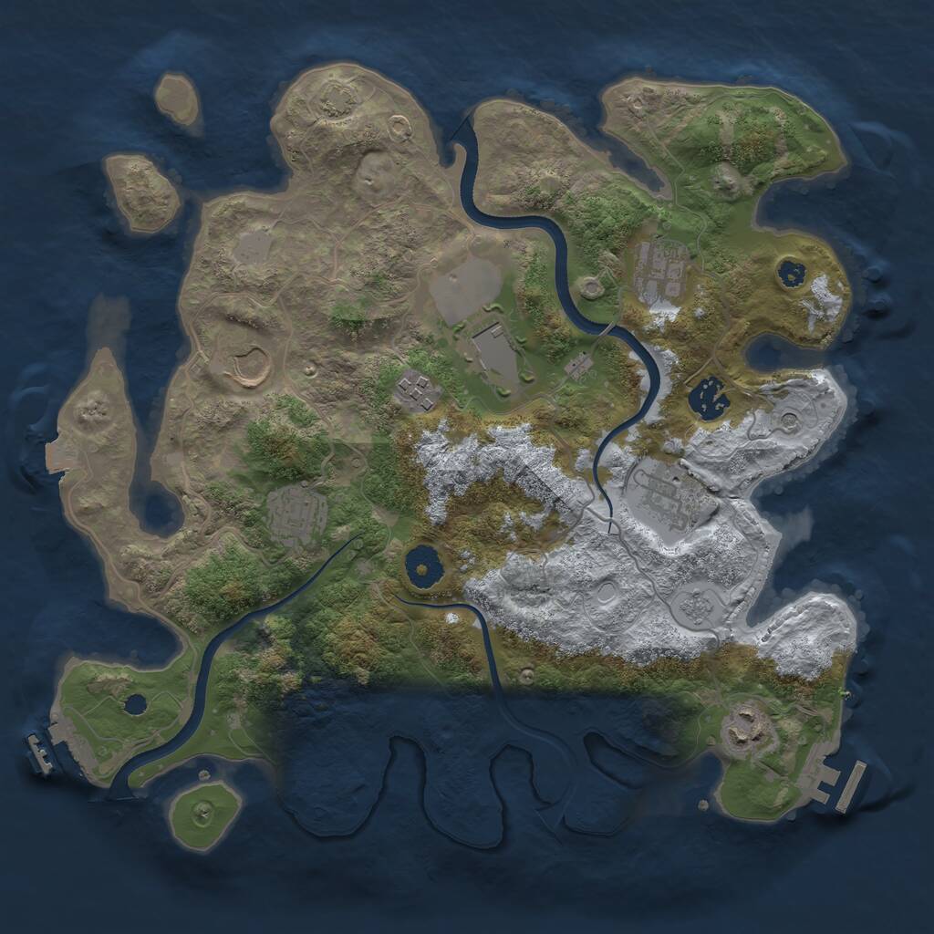 Rust Map: Procedural Map, Size: 3500, Seed: 1603581838, 14 Monuments