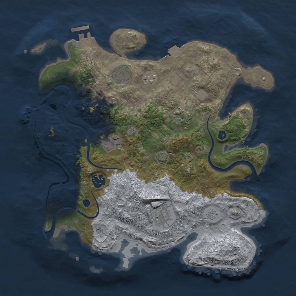 Rust Map: Procedural Map, Size: 3300, Seed: 656444304, 12 Monuments