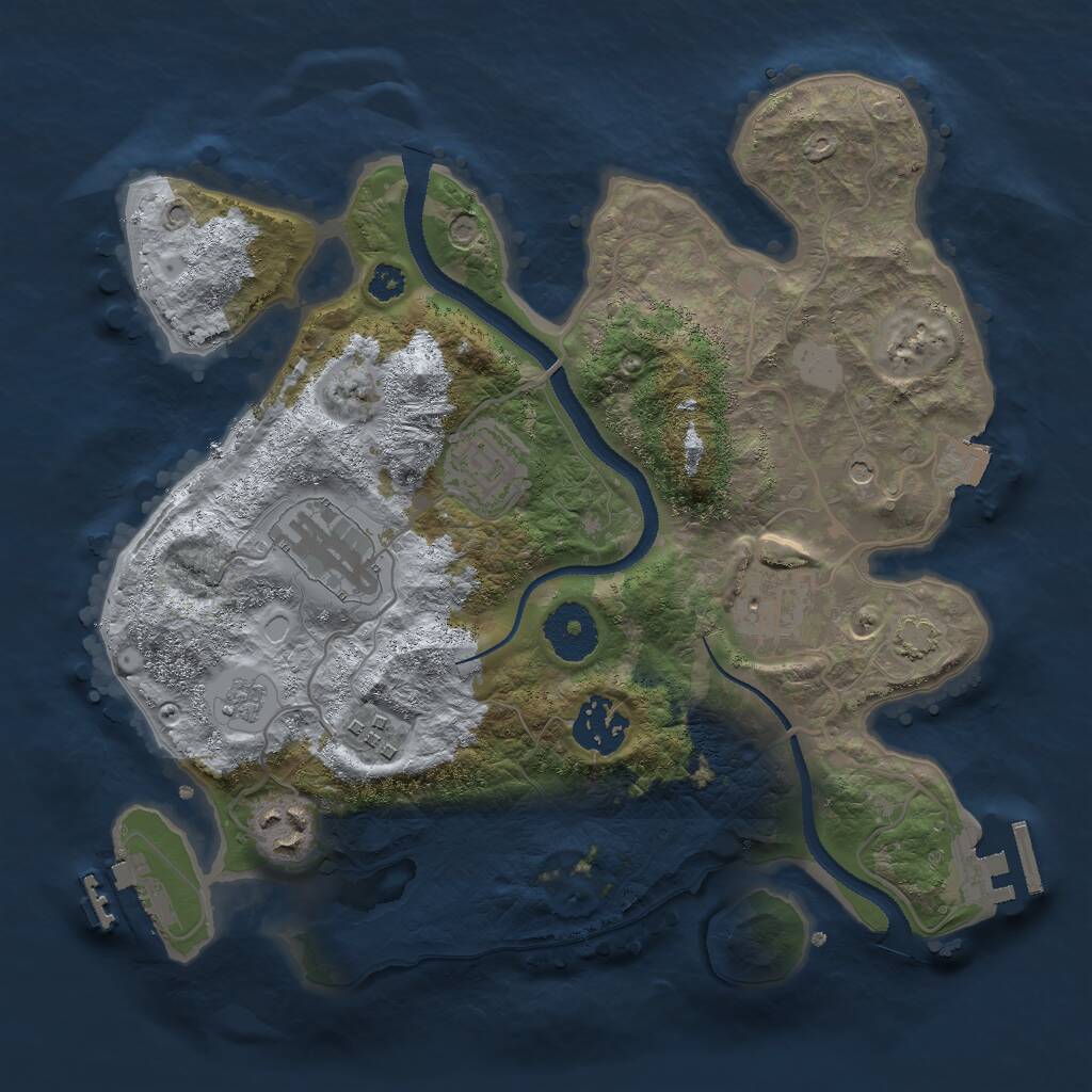 Rust Map: Procedural Map, Size: 3000, Seed: 3847215, 12 Monuments