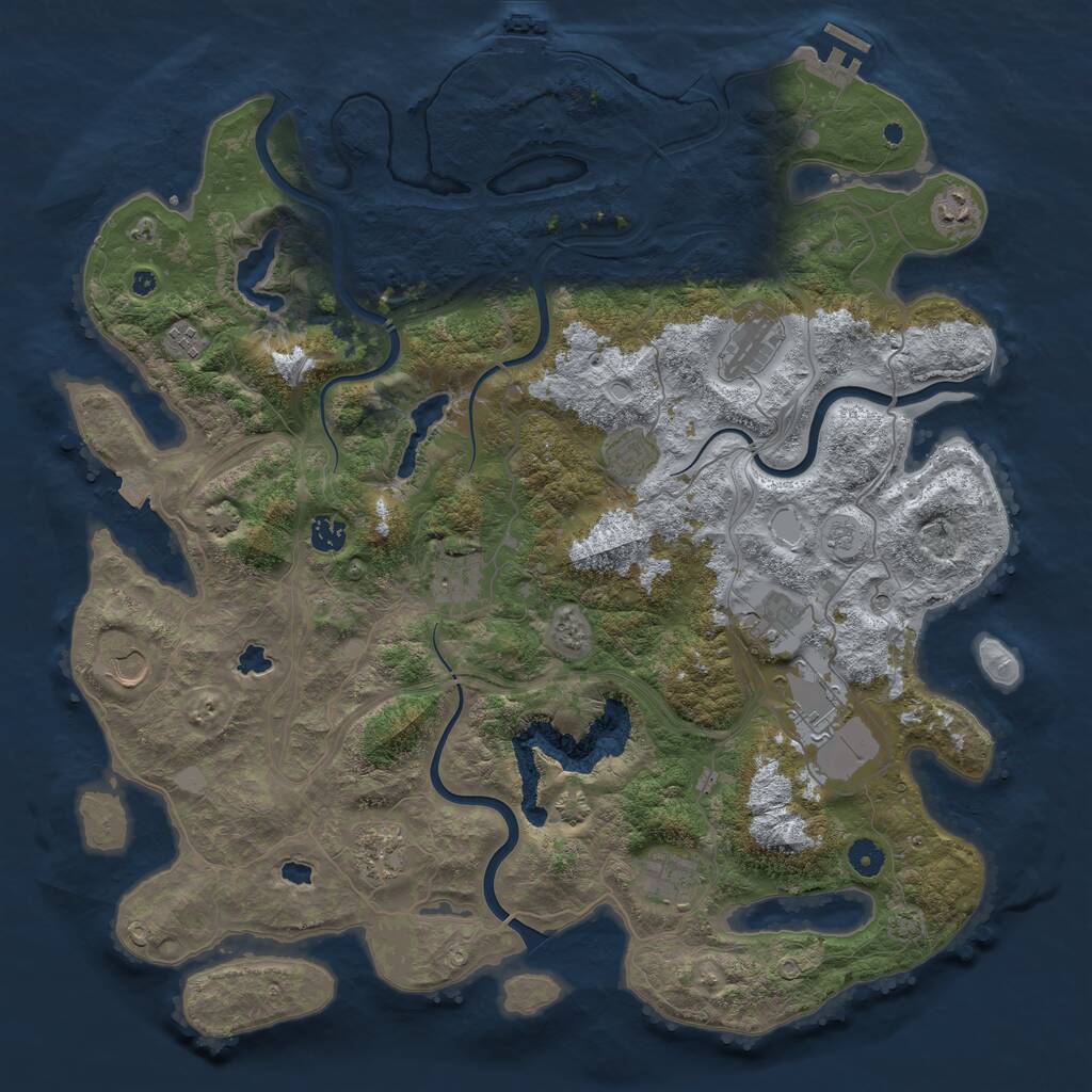 Rust Map: Procedural Map, Size: 4500, Seed: 2057267341, 17 Monuments