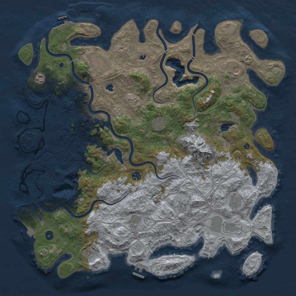 Rust Map: Procedural Map, Size: 5000, Seed: 5054, 17 Monuments