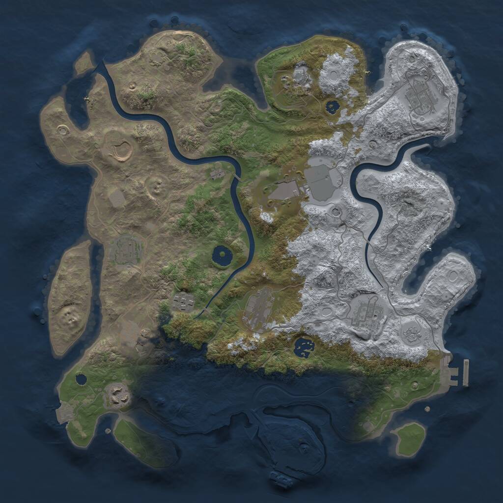 Rust Map: Procedural Map, Size: 3750, Seed: 2969, 17 Monuments