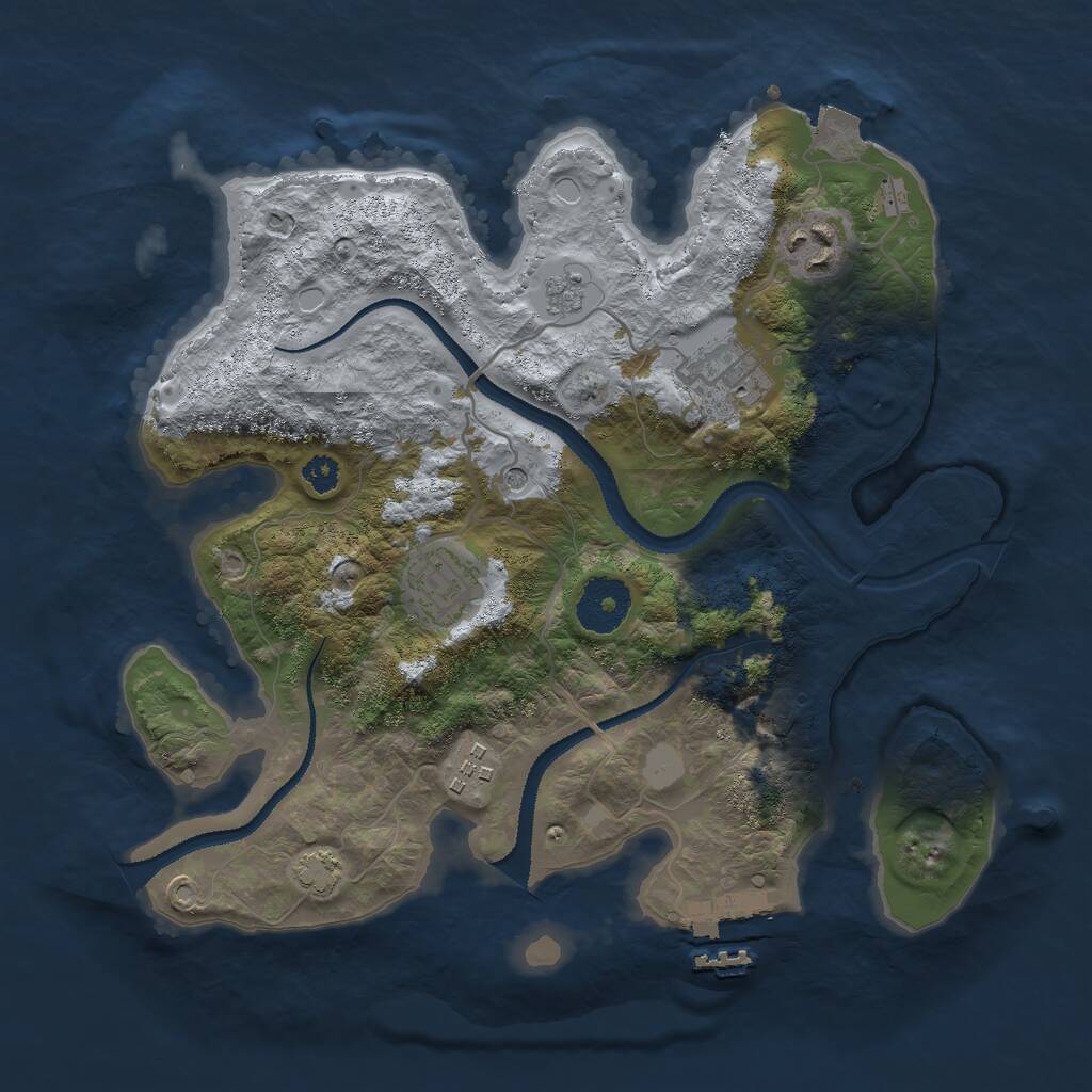 Rust Map: Procedural Map, Size: 3000, Seed: 991825, 9 Monuments