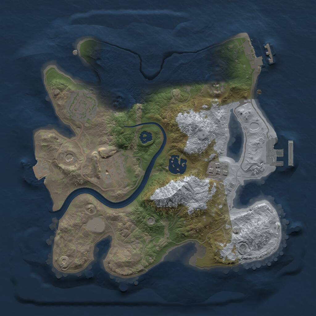 Rust Map: Procedural Map, Size: 2500, Seed: 647240174, 8 Monuments