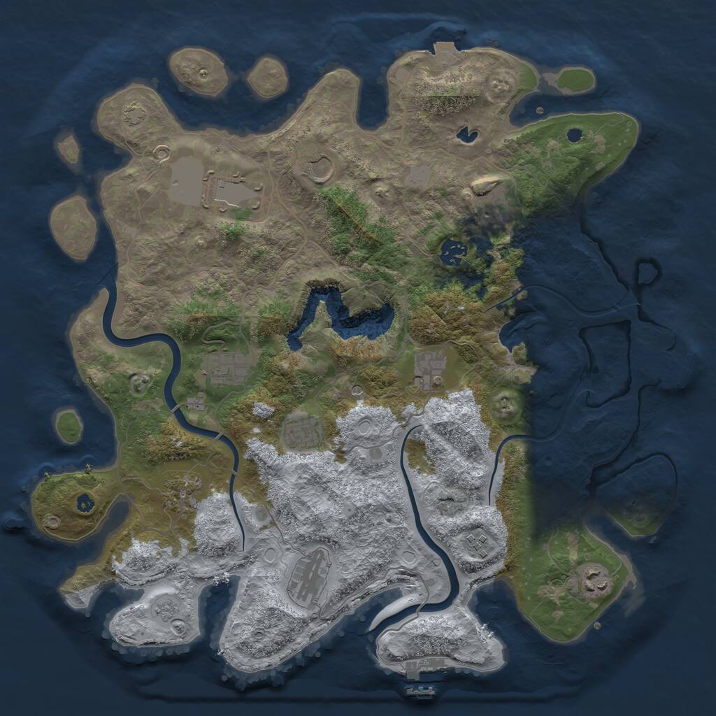 Rust Map: Procedural Map, Size: 4000, Seed: 669596860, 17 Monuments