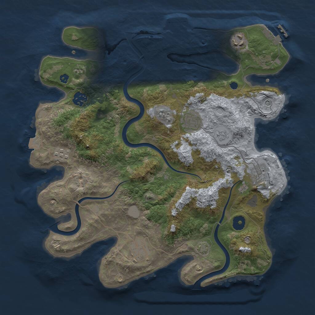 Rust Map: Procedural Map, Size: 3432, Seed: 250021, 12 Monuments