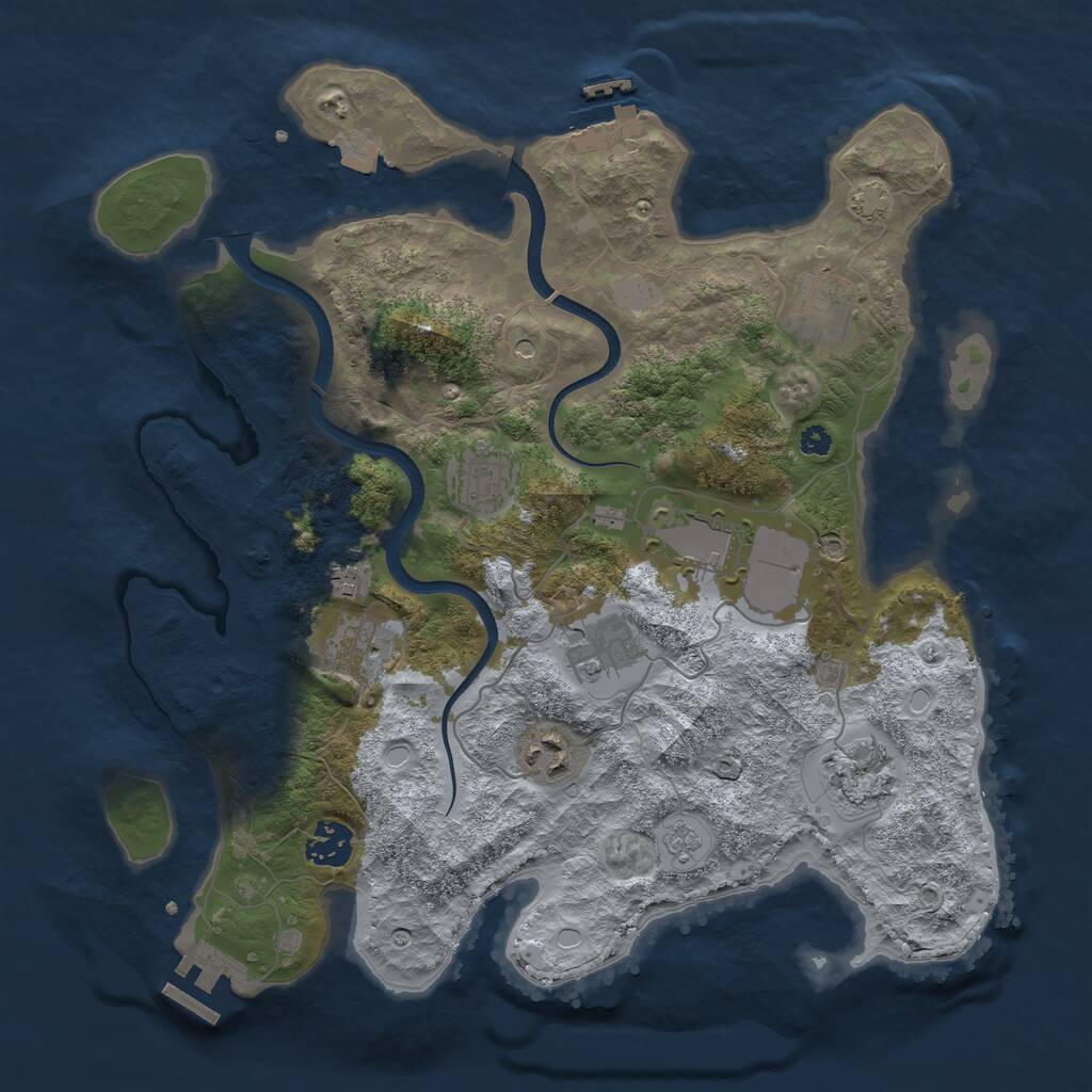 Rust Map: Procedural Map, Size: 3500, Seed: 831172078, 15 Monuments