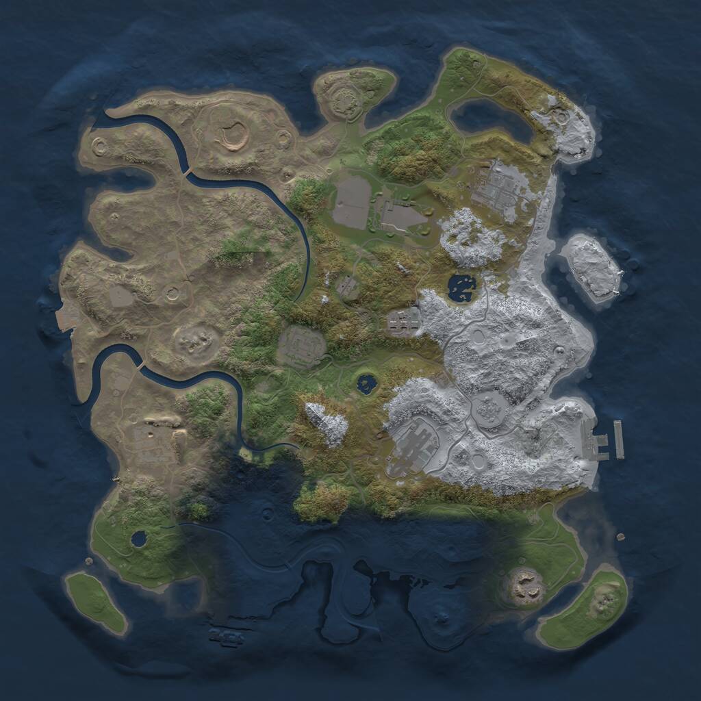 Rust Map: Procedural Map, Size: 3650, Seed: 821192359, 15 Monuments