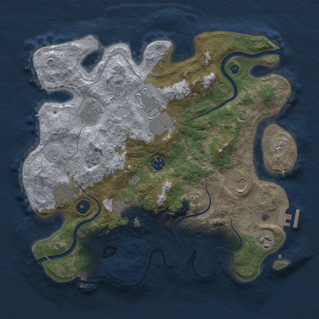 Rust Map: Procedural Map, Size: 3500, Seed: 1704119873, 14 Monuments