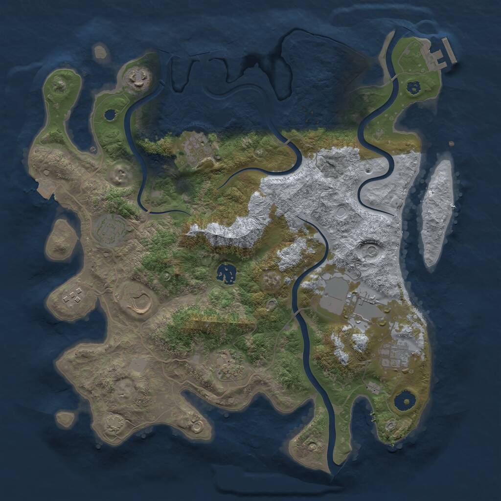 Rust Map: Procedural Map, Size: 3700, Seed: 1894222767, 13 Monuments
