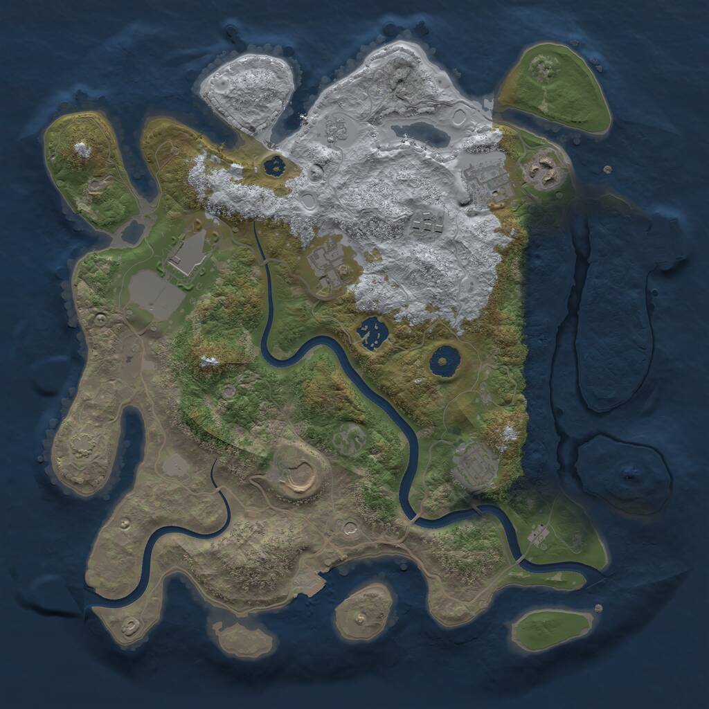 Rust Map: Procedural Map, Size: 3500, Seed: 928041027, 13 Monuments