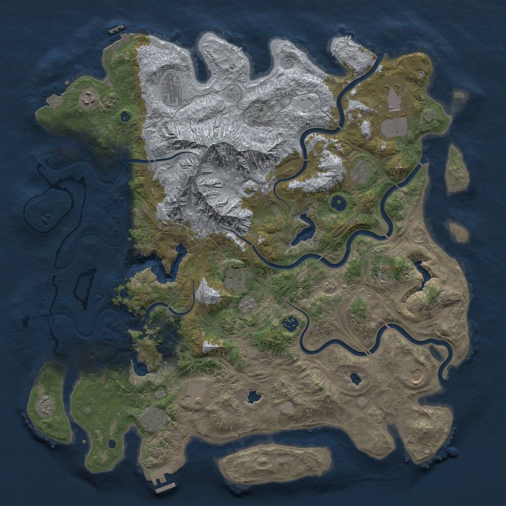 Rust Map: Procedural Map, Size: 5000, Seed: 825743, 17 Monuments