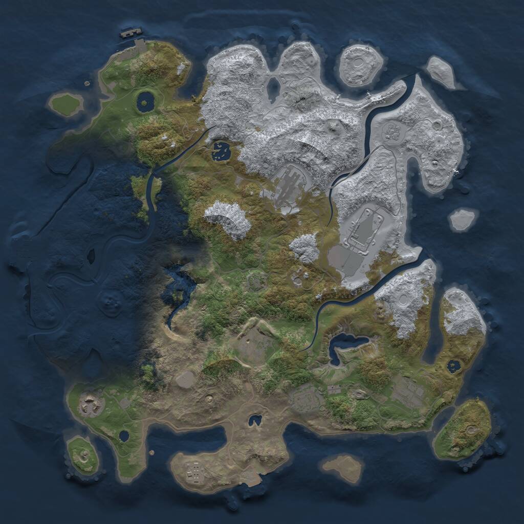 Rust Map: Procedural Map, Size: 4000, Seed: 251250381, 14 Monuments