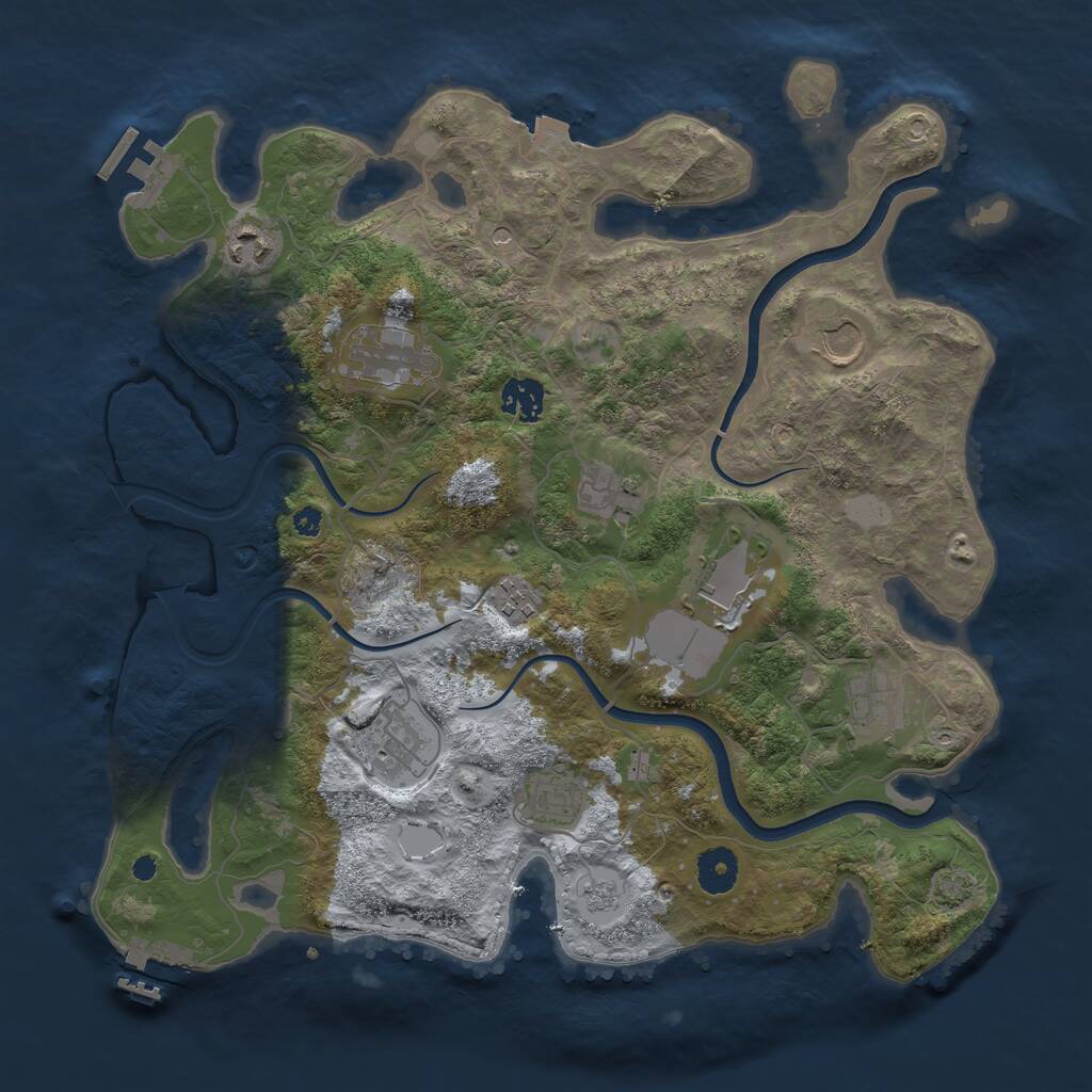 Rust Map: Procedural Map, Size: 3700, Seed: 1482861047, 16 Monuments