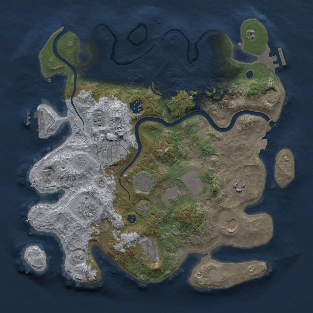 Rust Map: Procedural Map, Size: 3500, Seed: 1935695498, 15 Monuments